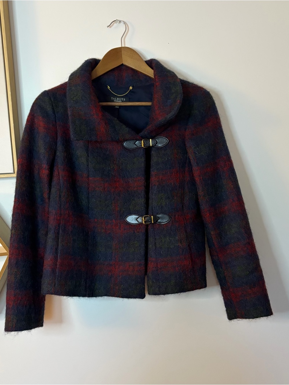 Talbots Plaid Toggle Wool Jacket - Navy & Red 2P